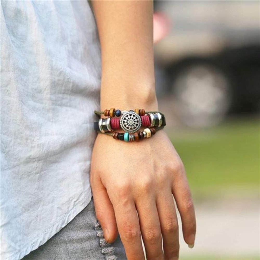 Bohemia Wind Beaded Multilayer Hand Woven Bracelet Leather - Picture 3 of 6